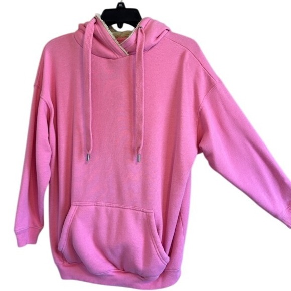 Aerie Women's Pink‎ Faux Sherpa Fur Hooded Pullover Sweatshirt Size XS - Picture 1 of 7